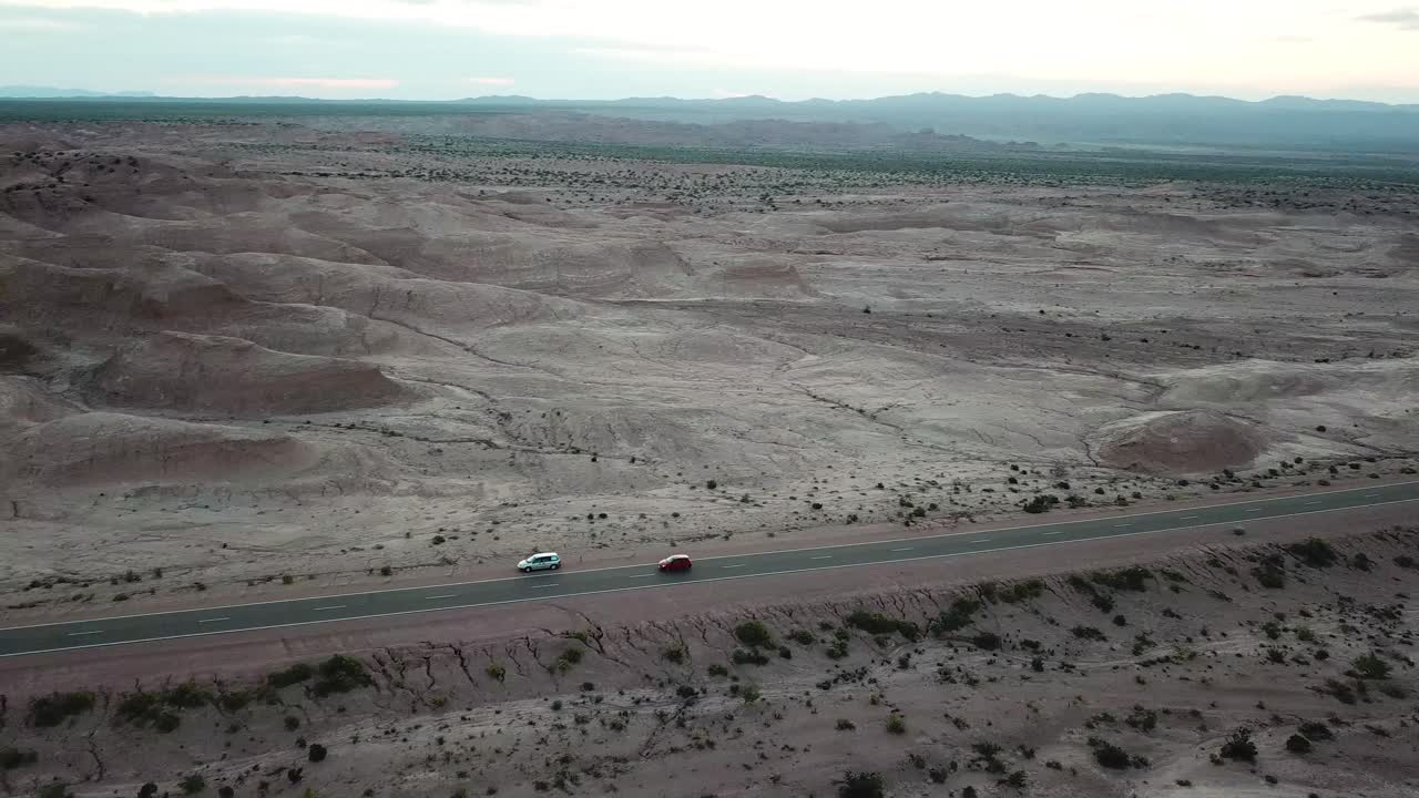 Aerial View of Freeway in Countryside of Argentina on the Way to Ischigualasto Provincial Park