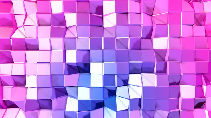 Sfondo animato 4K pulito low poly in loop. Animazione 3D senza soluzione di continuità in stile geometrico moderno con colori sfumati moderni. Sfondo semplice e creativo. Colori sfumati rosso e blu 17