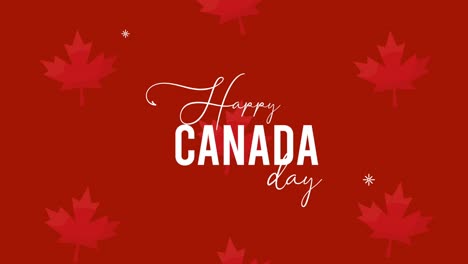 happy canada day lettering with maple leafs pattern
