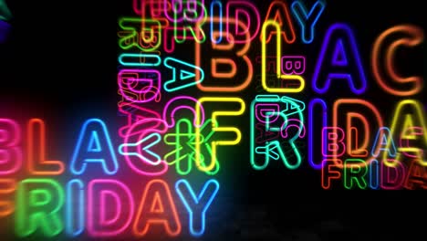 black friday neon symbol 3d flight between