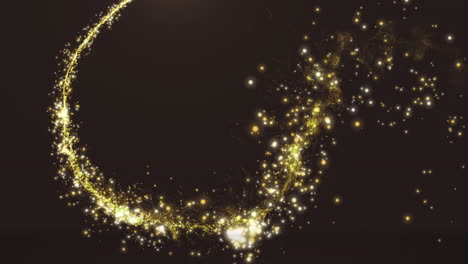 animación de un rastro de luz dorado en movimiento sobre un fondo negro