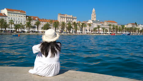Woman-traveller-travels-in-Split,Croatia.