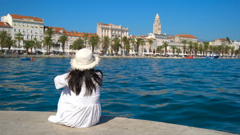 woman traveller travels in split,croatia.