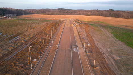 Construction-Of-Road-With-Street-Lights-In-The-Countryside