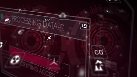 animación de procesamiento de datos e iconos de ecología sobre el escaneo de alcance