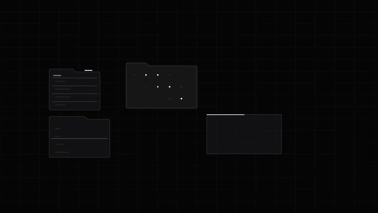 Digital Interface With Animated File Folders and Data Points