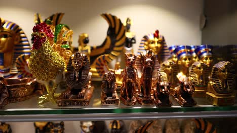 various egyptian-themed souvenirs on display