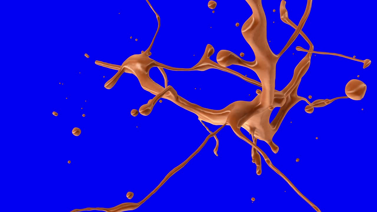 매트 알파 채널 마스크에서 액체 초콜릿을 폭발시키는 느린 동작 4k