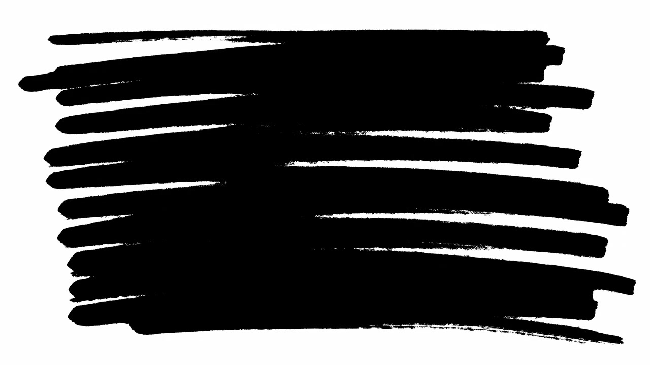 Animated Black Brush Strokes Reveal on White Background