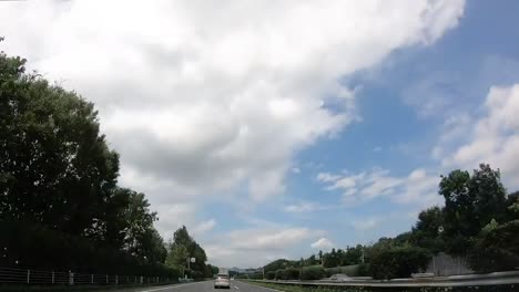 fast timelapse from moving car with continuous driving in japan