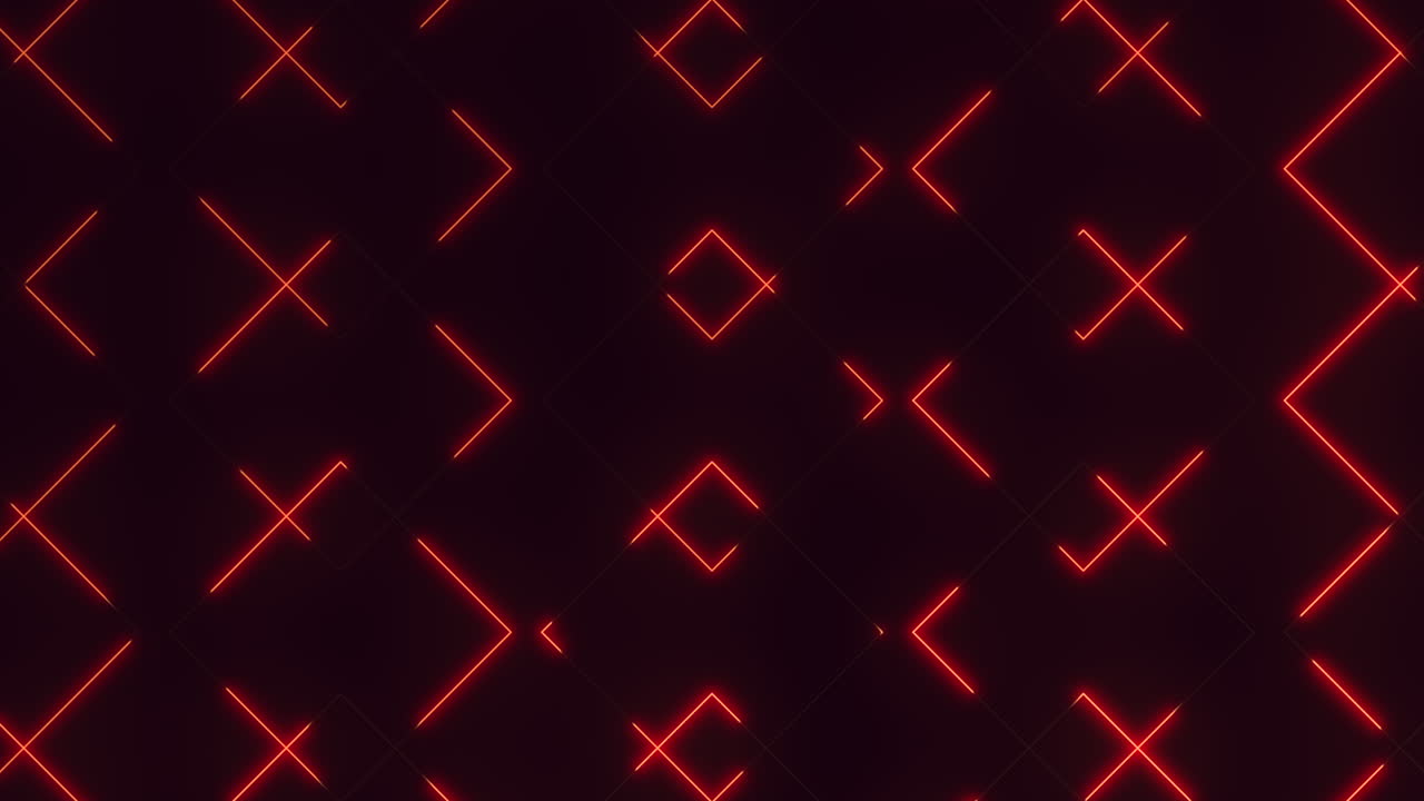 Red neon grid striking patterns of intersecting lines on a black background