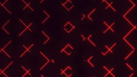 red neon grid striking patterns of intersecting lines on a black background