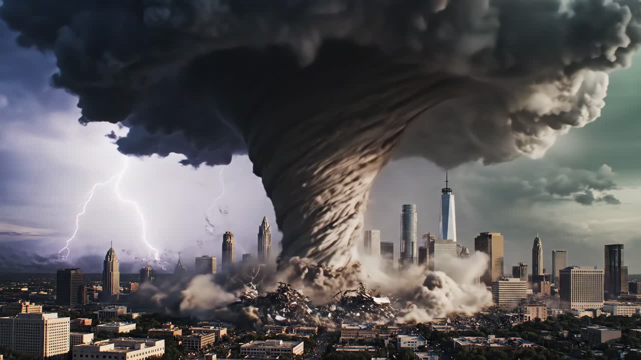 Tornado Devastating a City