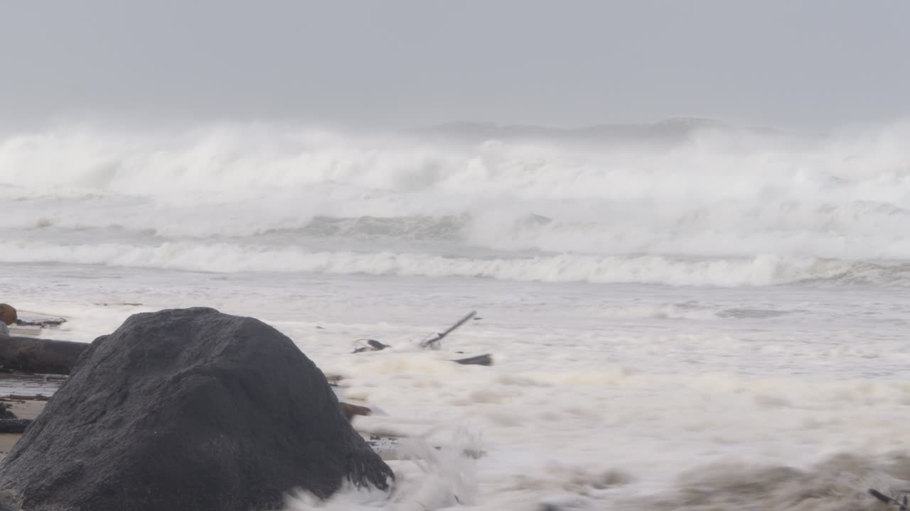 Big Waves At Sea During Cyclone Alfred In Duranbah Beach, Tweed Heads, Australia - Wide Shot