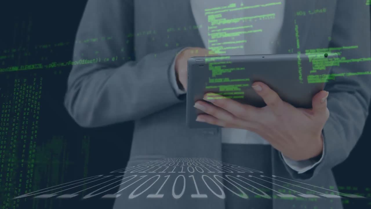 animación del procesamiento de datos sobre el hombre de negocios