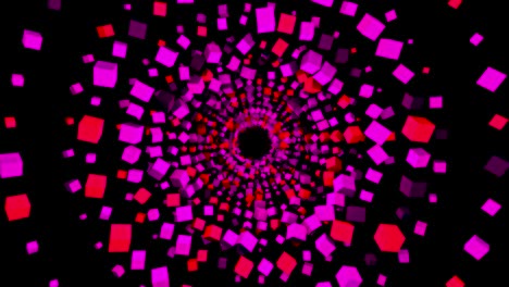 explosión abstracta de cubos rosados y rojos