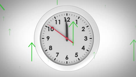 animación de los iconos de flechas verdes sobre el reloj.