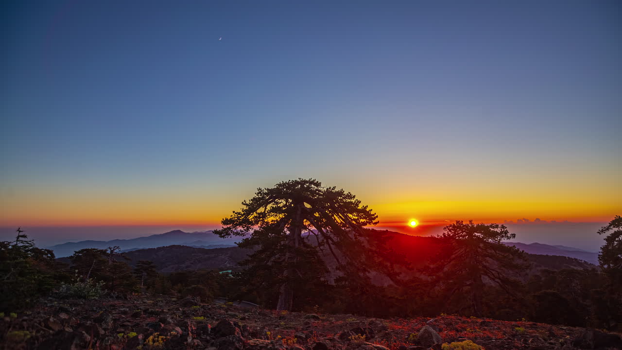 Timelapse do pôr do sol ao crepúsculo, estático