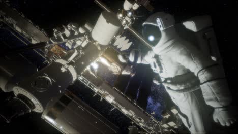 astronaut outside the international space station on a spacewalk