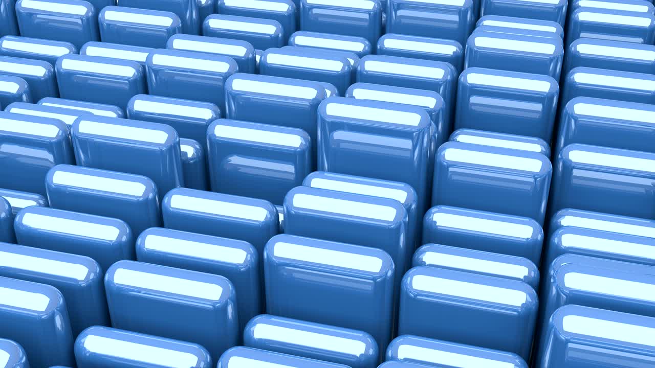 반이는 둥근 파란 큐브와 함께 흔들리는 표면 클로즈업 애니메이션 배경