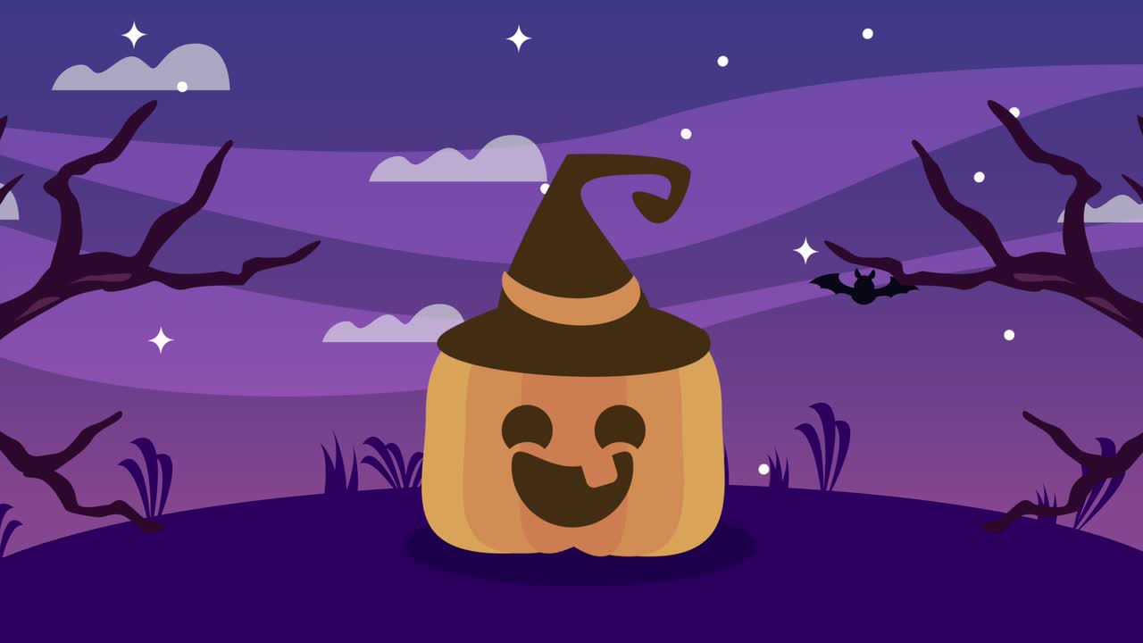 animazione della zucca della strega di halloween