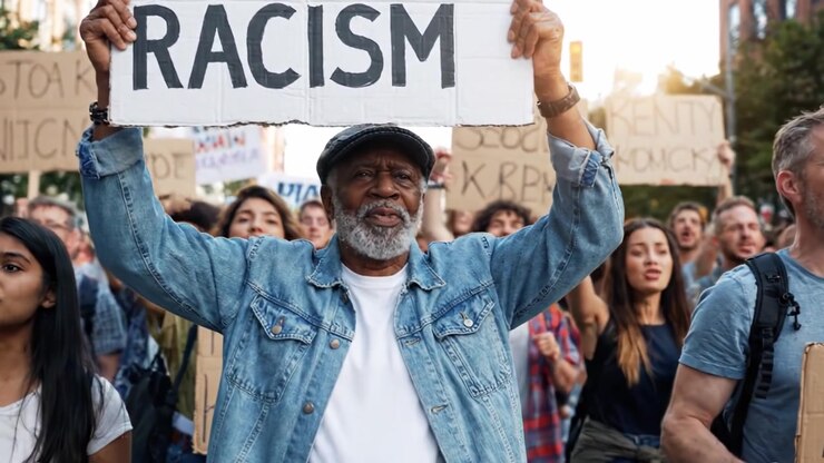 Una potente marcia per la giustizia: la comunità si unisce con voci appassionate sensibilizzando contro il razzismo durante una manifestazione