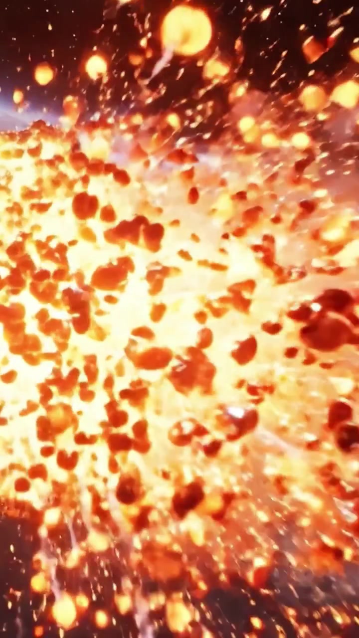 Una spettacolare esplosione cosmica: assisti alla potenza scatenata di un'eruzione vulcanica nell'universo con lava infuocata e particelle esplosive