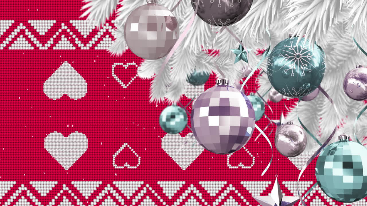 크리스마스 나무 가지에 매달린 바울 장식 크리스마스 전통 패턴과 마음