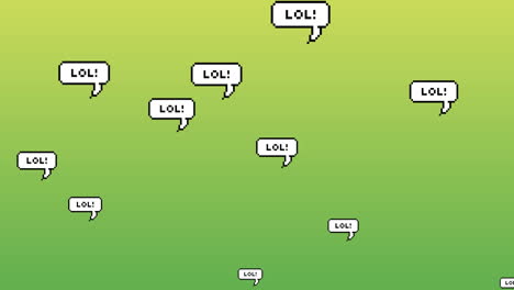 lol texto en burbujas de habla flotando contra un fondo verde
