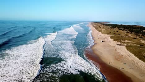 Hatteras-Beach-Aerial,-Hatteras-NC,-Hatteras-North-Carolina,-Hatteras-Village