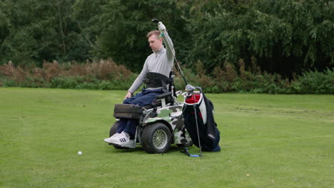 a disabled golfer using an adaptive golf cart to play golf