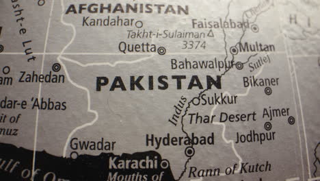 close-up view of a globe focusing on pakistan, afghanistan, and surrounding regions