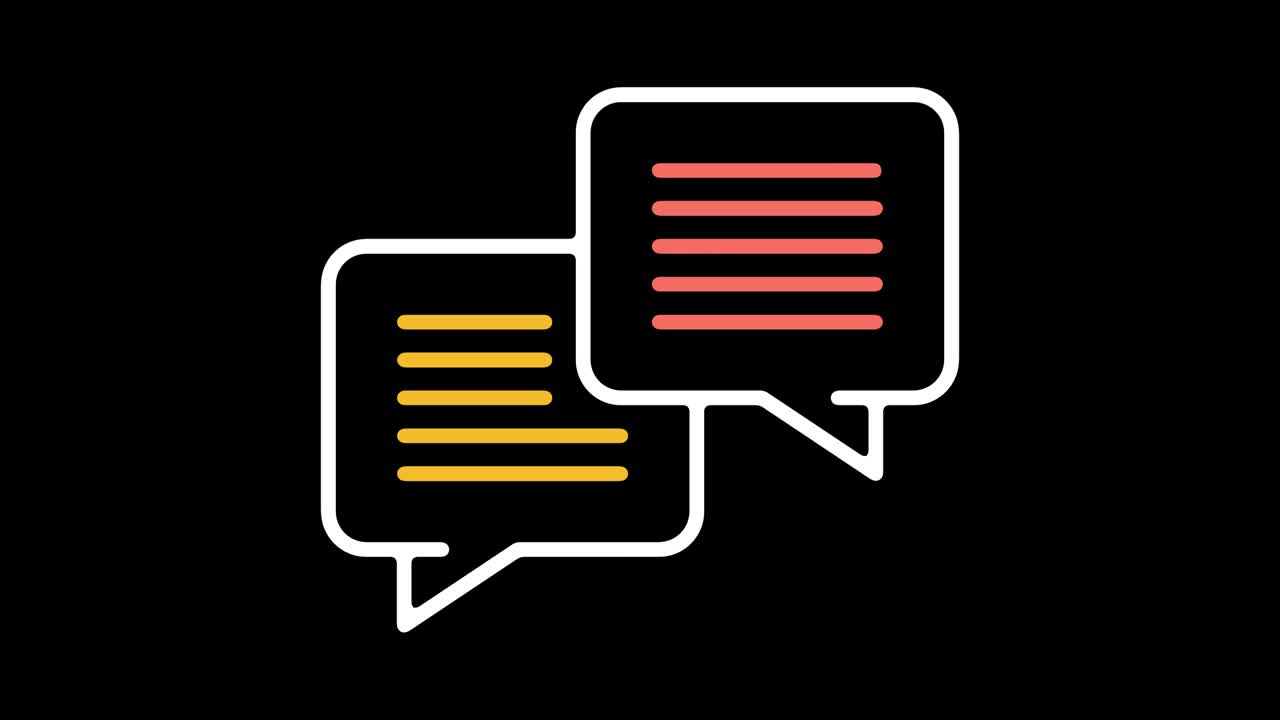 animación del icono de la línea del tablero de discusión con alfa