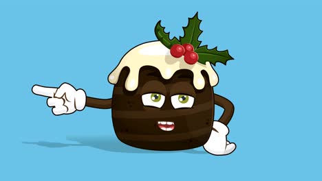 pastel de navidad de dibujos animados puntero izquierdo quejarse hablar con cara animación alfa mate