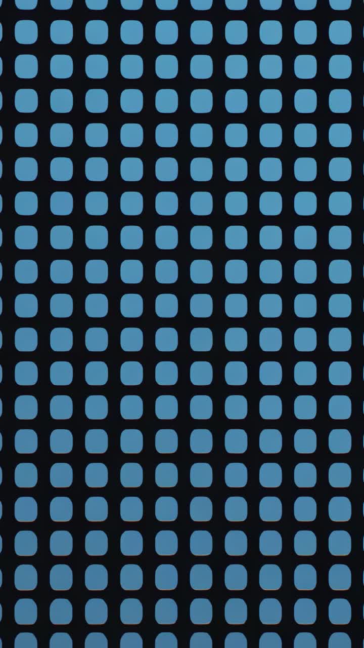 Vertical video: Pulsing grid expanding on play, shifting to brighter tiles and black mask on screen