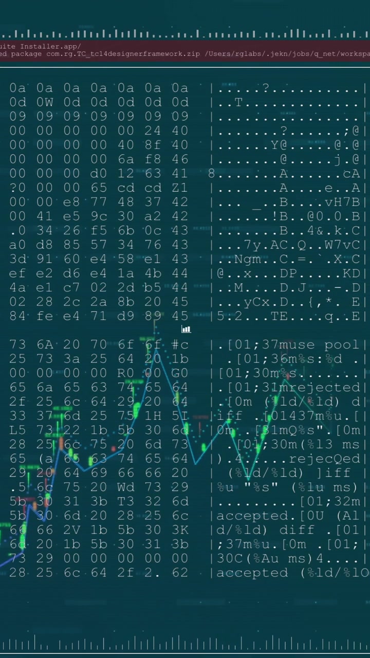 Animation of diagram and data processing on blue background