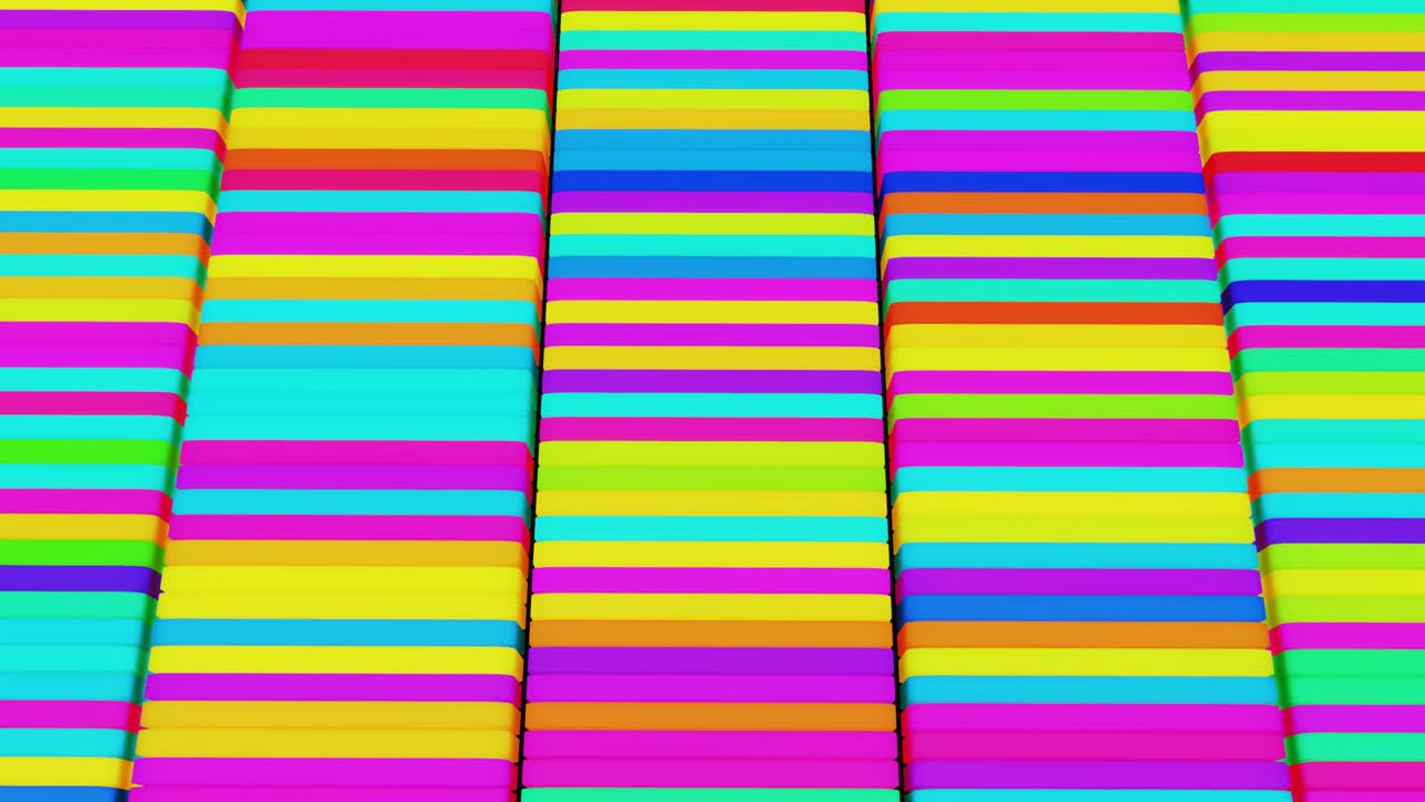 fondo festivo creativo abstracto en 3d con animación de flujo en bucle, columnas multicolores que parpadean diferentes colores al azar. estilo de dibujos animados. columnas que se mueven arriba y abajo. bucle vj geométrico simple bg