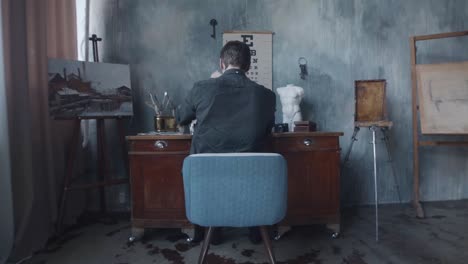 artist at work in a studio