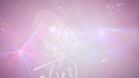 animation of mathematical equations over black background