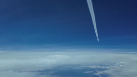 POV-Jet-wake,-shot-from-another-airplane-cockpit