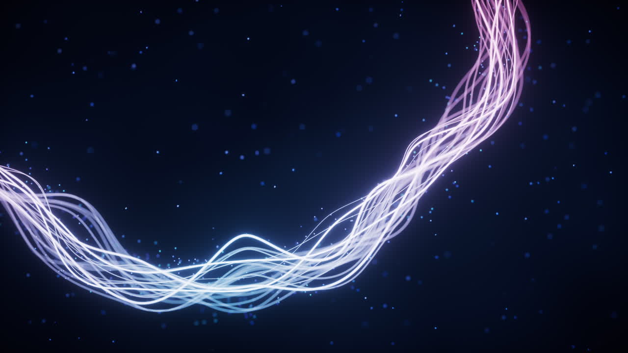 Abstract wave gradient curves and particles, 3d rendering.