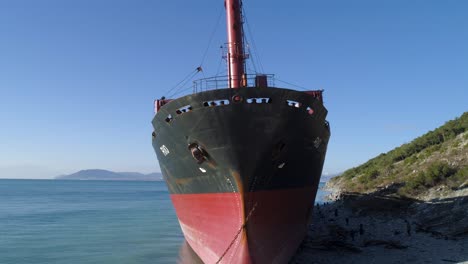 abandoned cargo ship on the beach