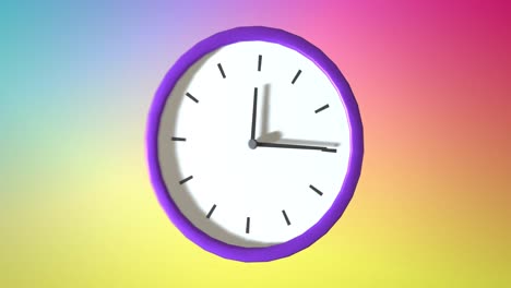 animación de un reloj en movimiento sobre un fondo colorido