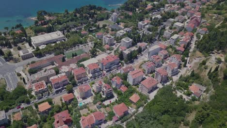 flying over the houses of split, croatia, towards the adriatic sea