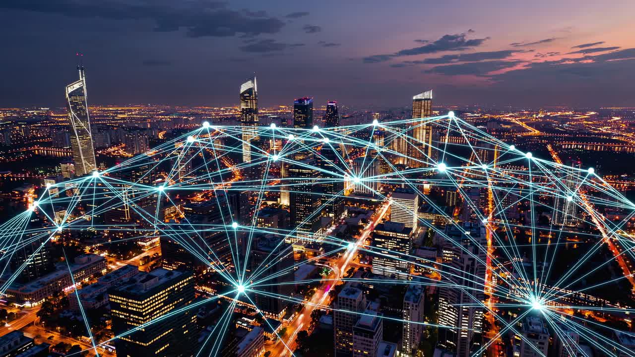 Smart City Network at Night