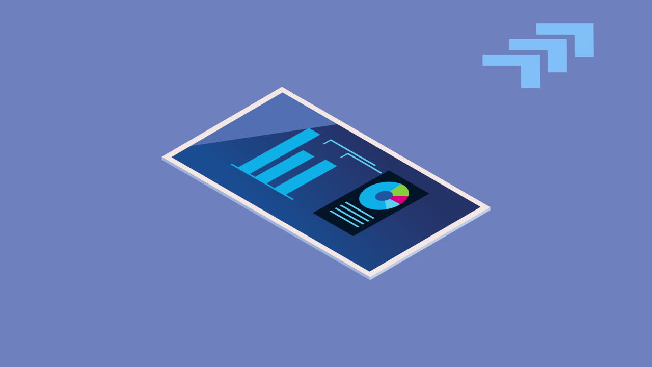 animación tecnológica del dispositivo de teléfono inteligente isométrico