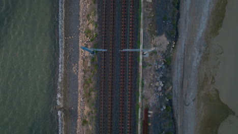 aerial view of coastal railway junction