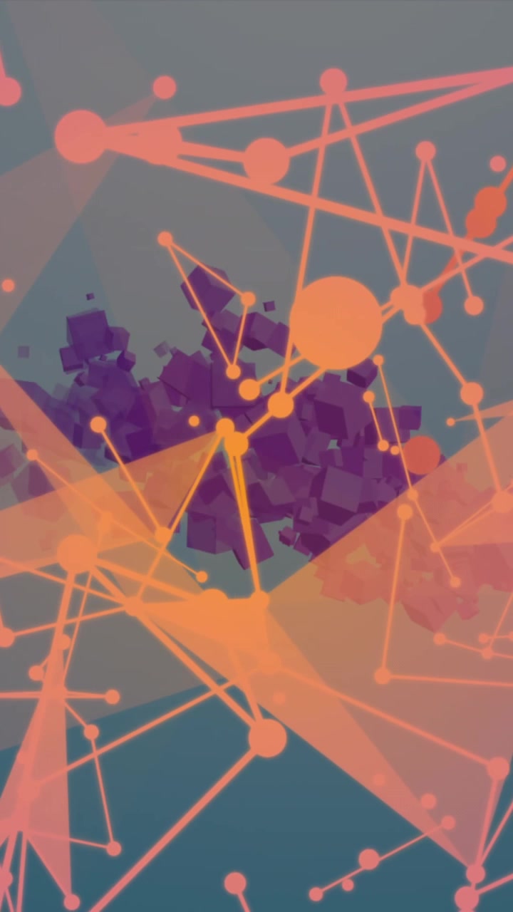 Animation of shapes moving over black background