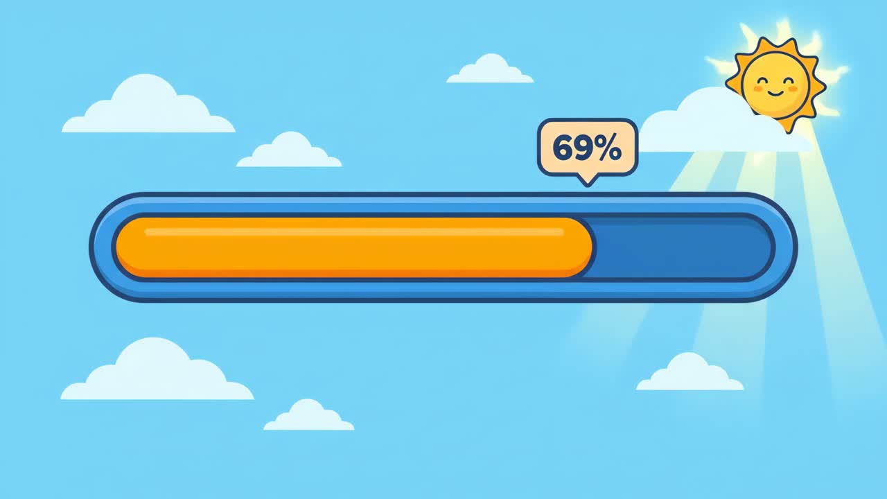 Animated Cartoon Progress Bar Loading with Smiling Sun