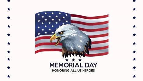 happy memorial day lettering with eagle in flag